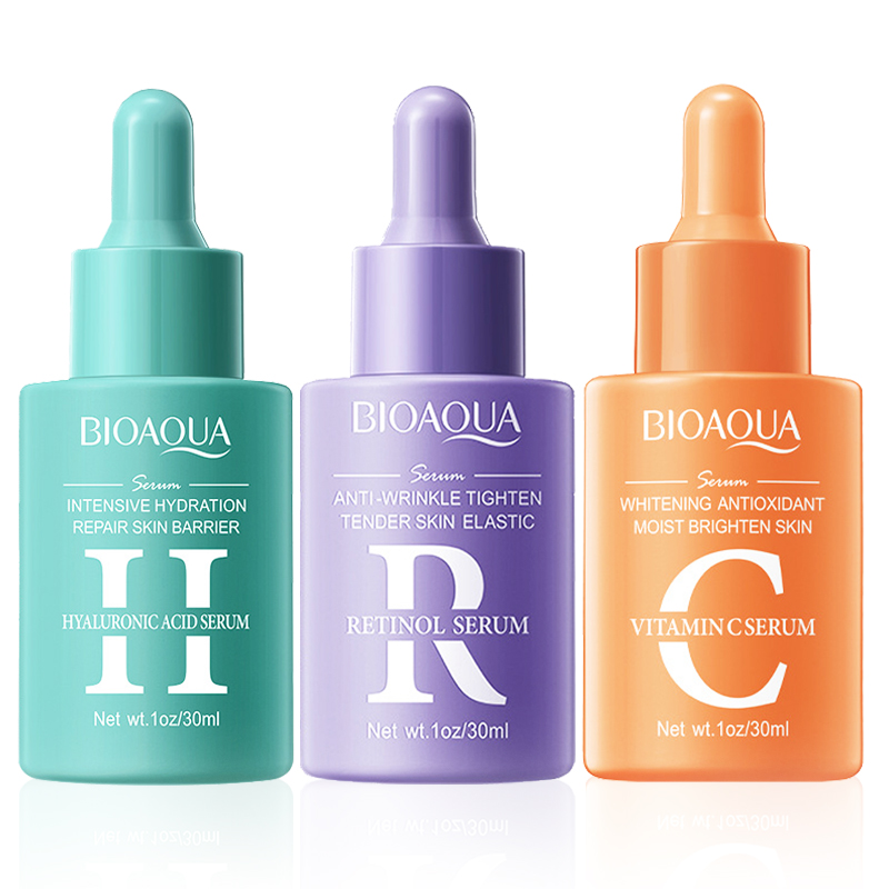 Skincare Bioaqua - 1/3 個 BIOAQUA ビタミン C レチノールヒアルロン酸血清顔保湿引き締め美白フェイシャルエッセンススキンケアセット