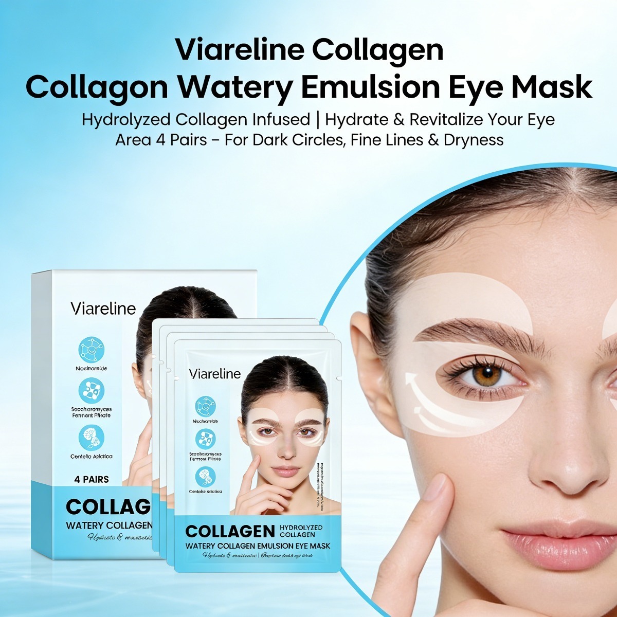 Collagen Sheet Mask - コラーゲンアイパッチ 小じわやくまを軽減 保湿してハリを保つ 柔らかく滑らかな目元の肌を維持する アイケア