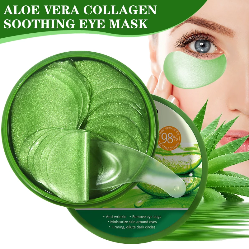Collagen Sheet Mask - 60 個アロエベラコラーゲンアイマスク抗くま目袋保湿引き締めヒアルロン酸ゲルアイパッチ目スキンケア