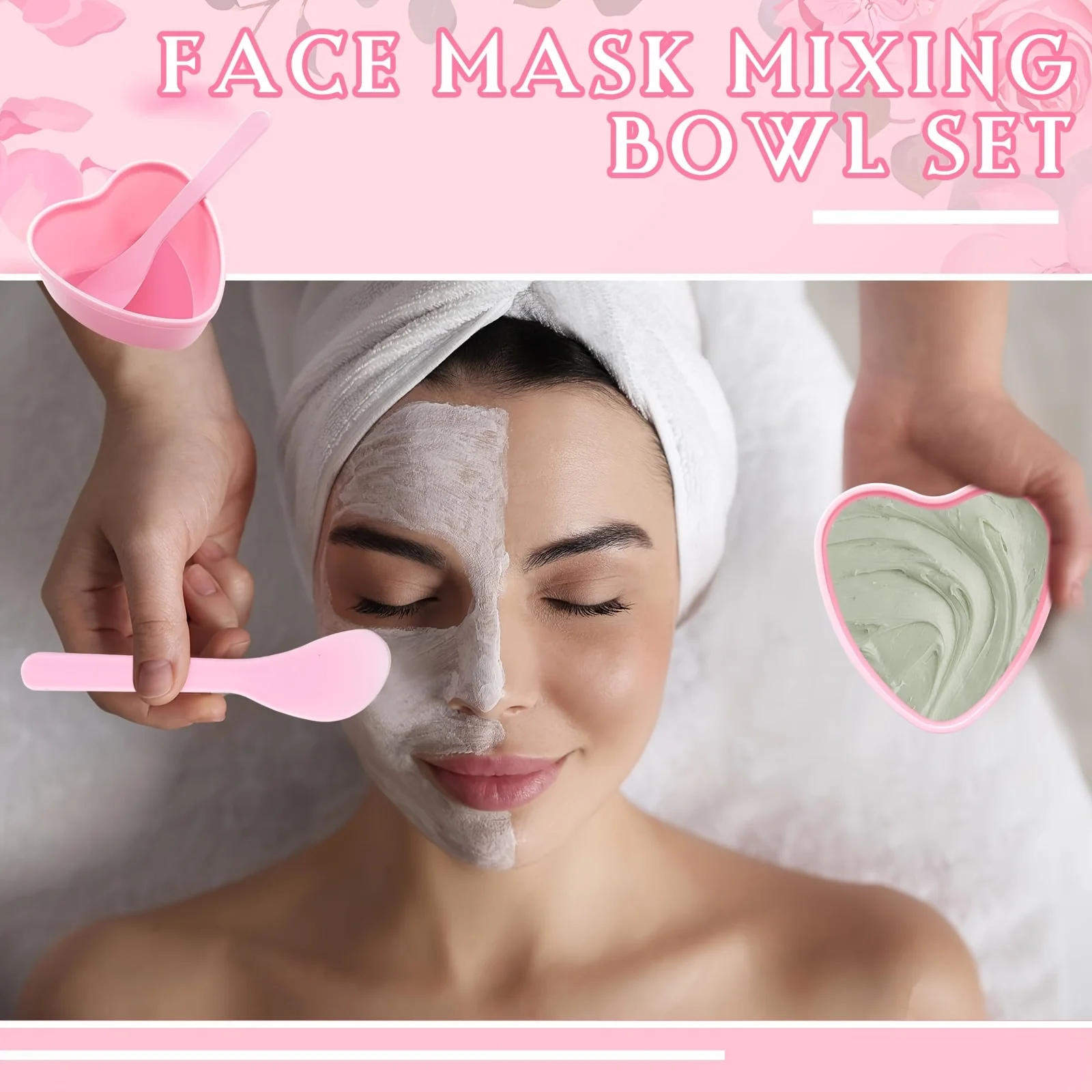 6個入りピンクハート型フェイシャルマスクミキシングボウル、ス - Skincare Viral Tiktok のレビューと価格