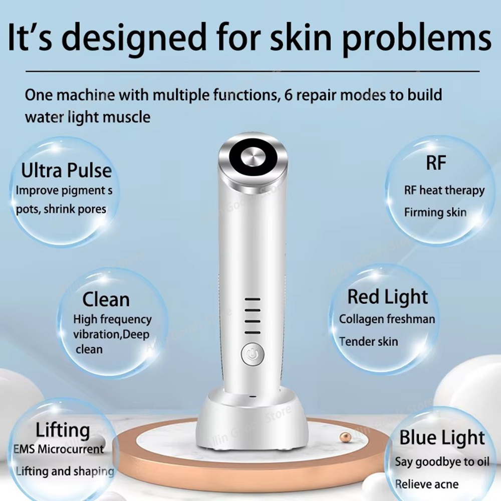 HIFU マイクロカレント美顔器赤と青の光肌リフティング引き - Skincare Hn のレビューと価格